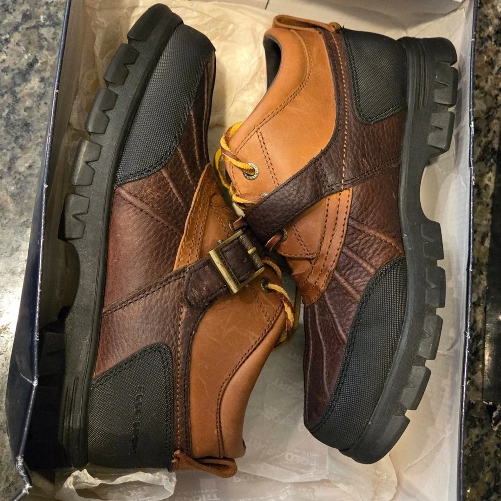 Polo Sport Ralph Lauren Womens Brown Leather Duck Boots Buckle 9B 813975001